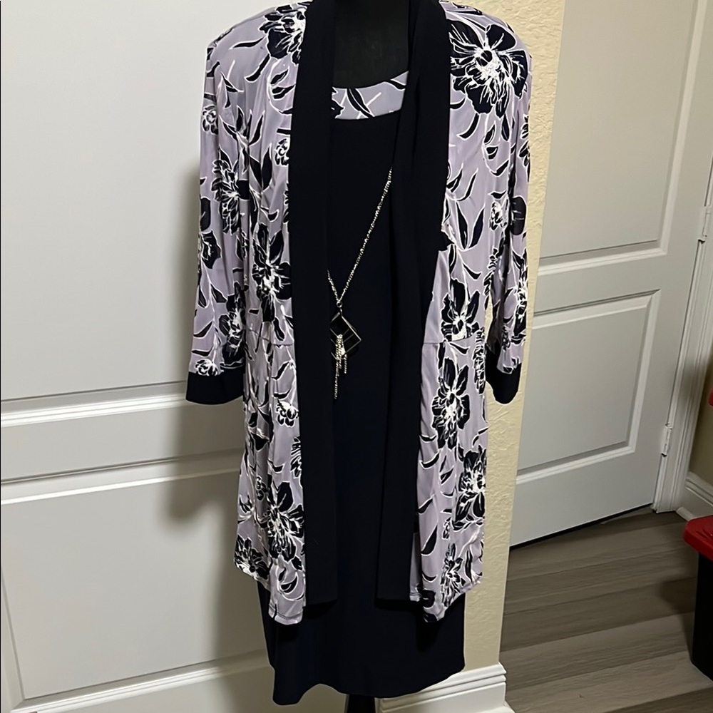 Floral Print Cardigan and Dress Set